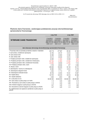 Consolidated quarterly report Q4 2005