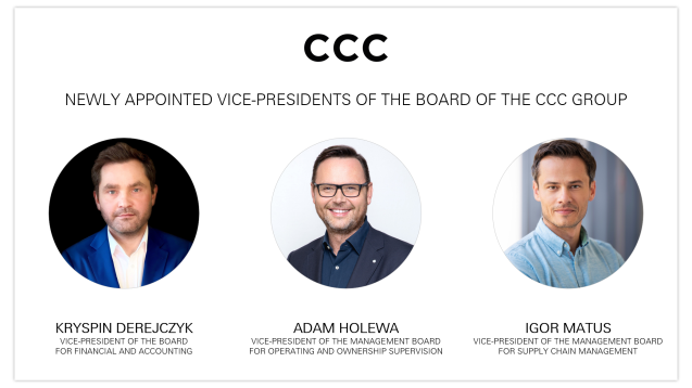 Adam Holewa, Igor Matus and Kryspin Derejczyk join to the Management Board of the CCC Group
