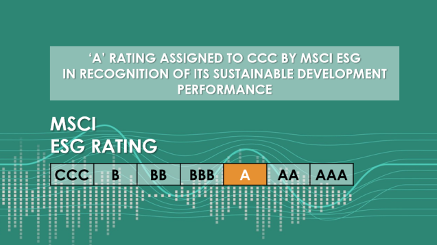 ‘A’ RATING ASSIGNED TO CCC BY MSCI ESG    IN RECOGNITION OF ITS SUSTAINABLE DEVELOPMENT PERFORMANCE