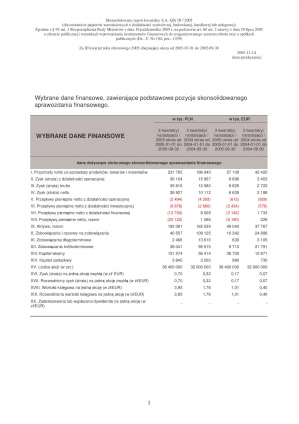 Skonsolidowany raport kwartalny za III kwartał 2005 r.