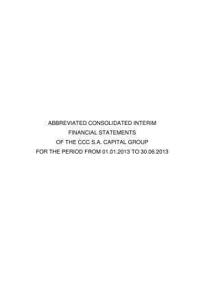 Consolidated financial statements of CCC S.A. Group and the CCC S.A. for 01.01.2013 to 30.06.2013