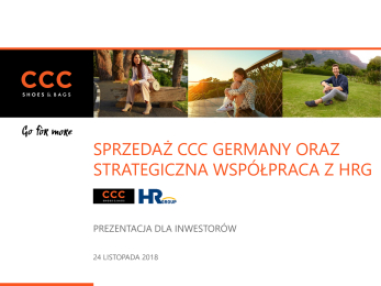 Prezentacja - Sprzedaż CCC Germany oraz strategiczna współpraca z HR Group