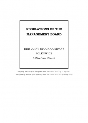 Regulations of the Management Board CCC S.A.