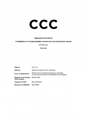 Remuneration report of members of the Management Board and the Supervisory Board of CCC S.A. for 2021